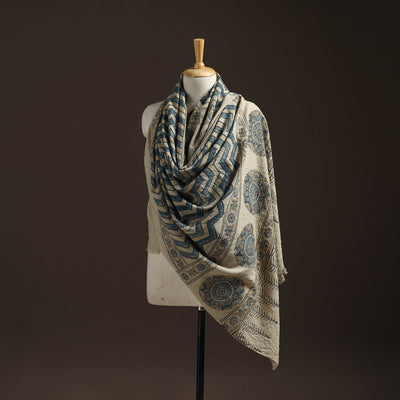 Hand natural dyed handwoven acrylic wool shawl 24