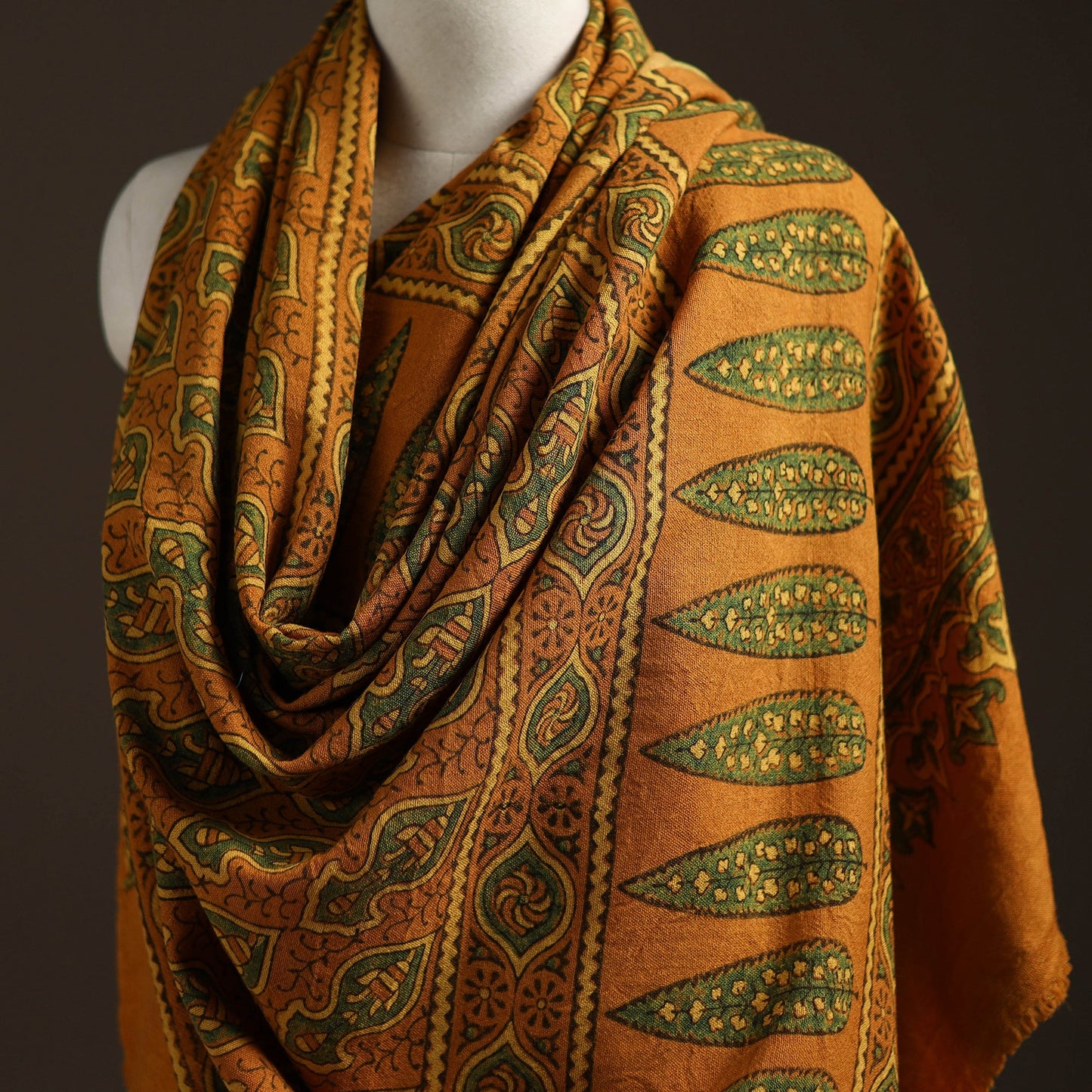 Hand natural dyed handwoven acrylic wool shawl 25