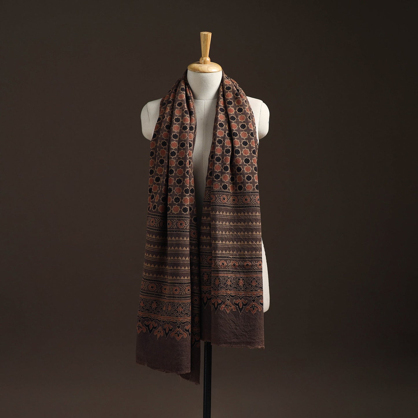 Hand natural dyed handwoven acrylic wool shawl 26