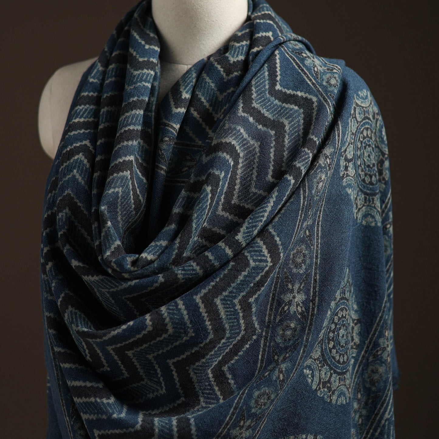 Hand natural dyed handwoven acrylic wool shawl 27