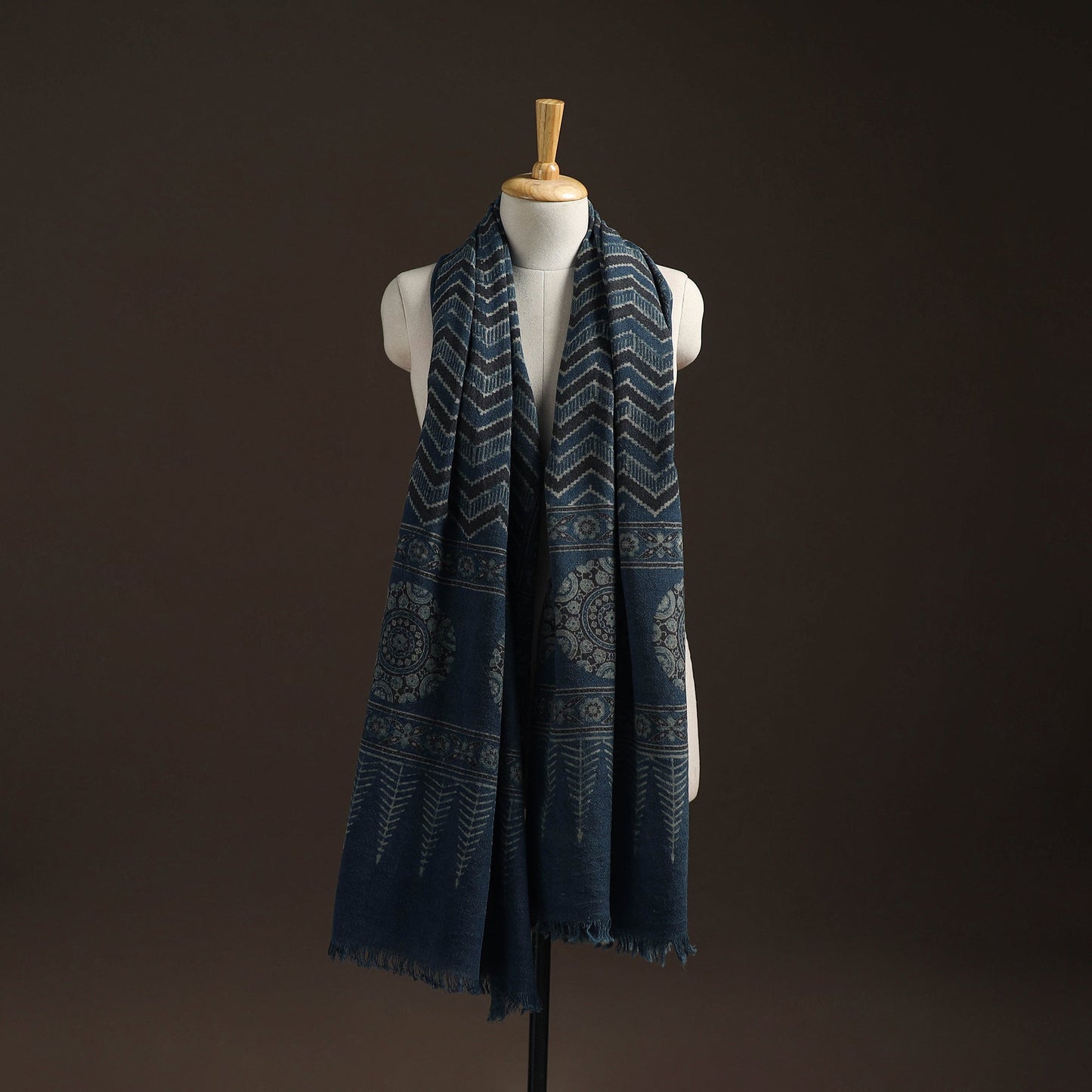 Hand natural dyed handwoven acrylic wool shawl 27