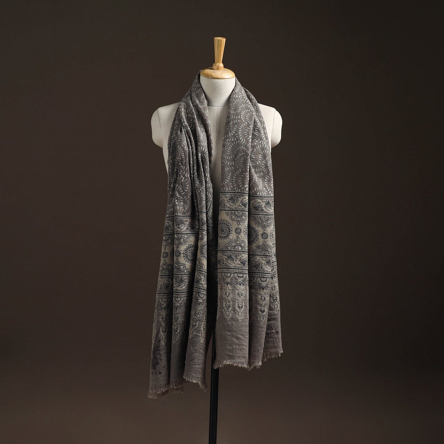 Hand natural dyed handwoven acrylic wool shawl 28