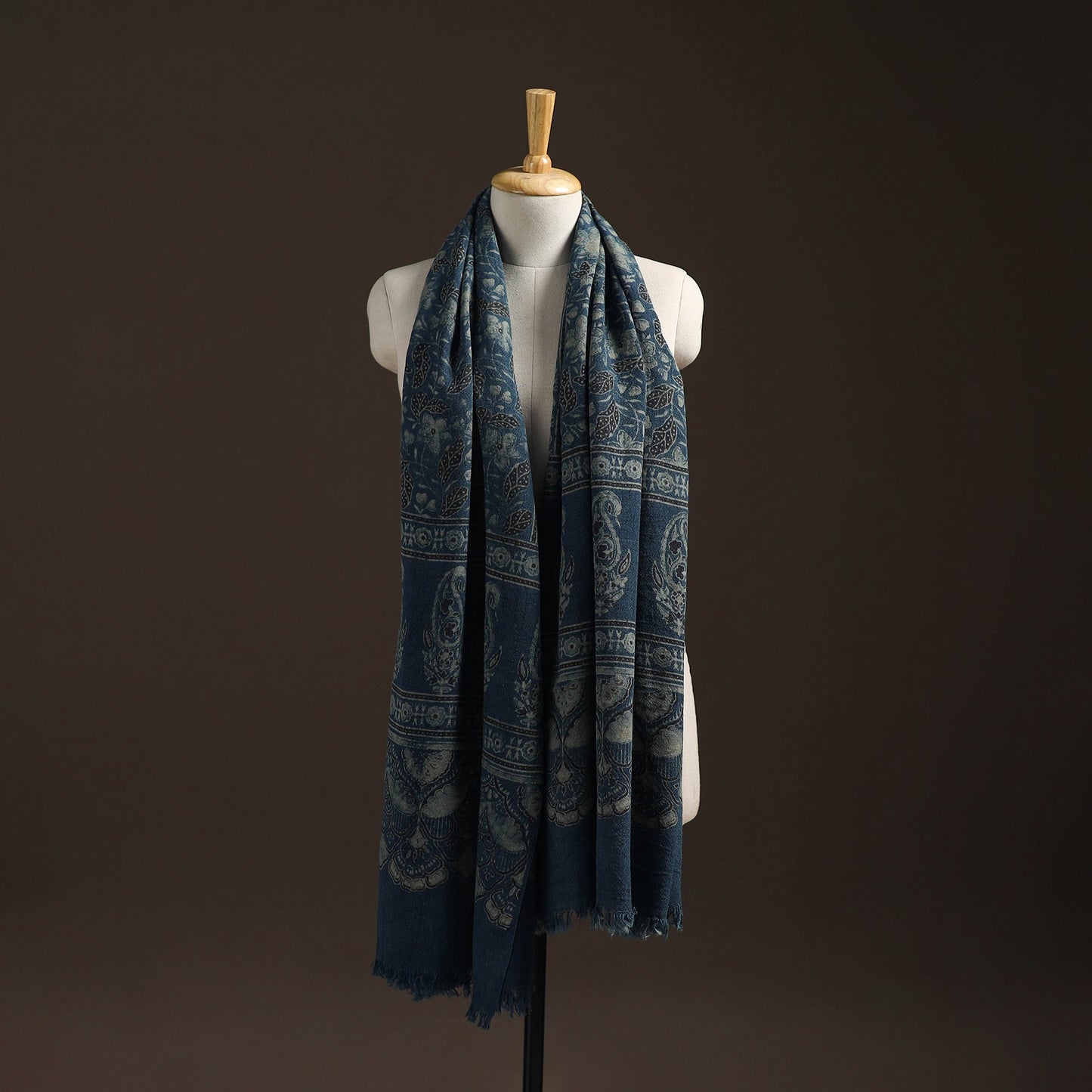 Hand natural dyed handwoven acrylic wool shawl 29