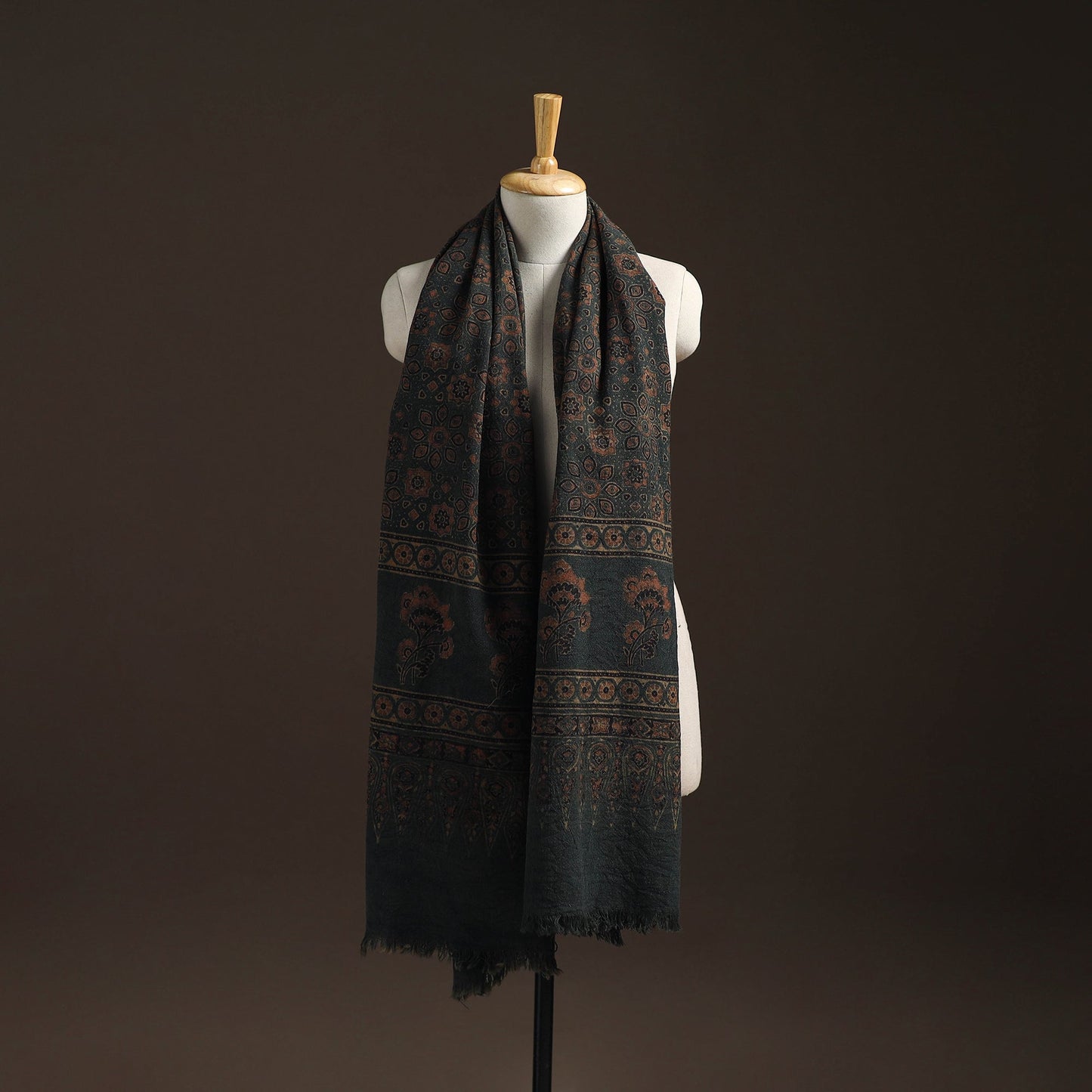 Hand natural dyed handwoven acrylic wool shawl 30