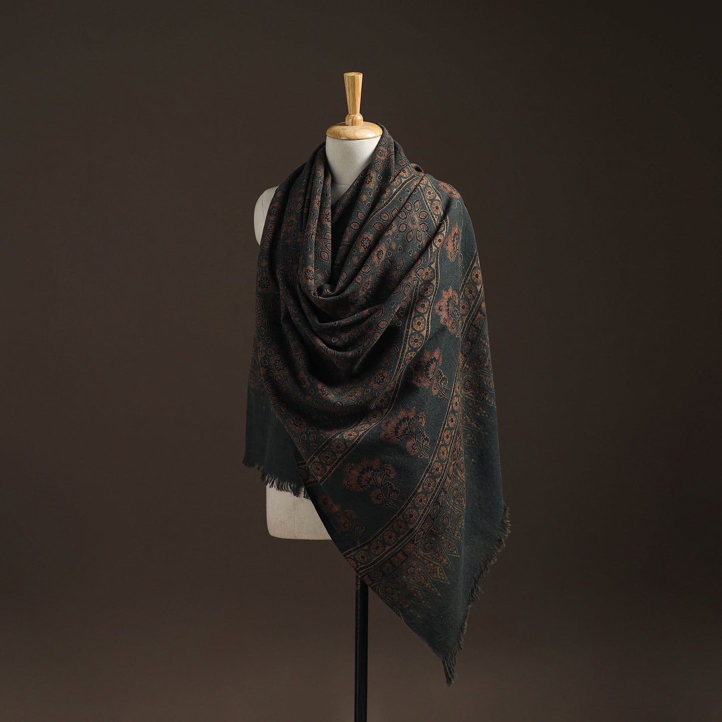 Hand natural dyed handwoven acrylic wool shawl 30
