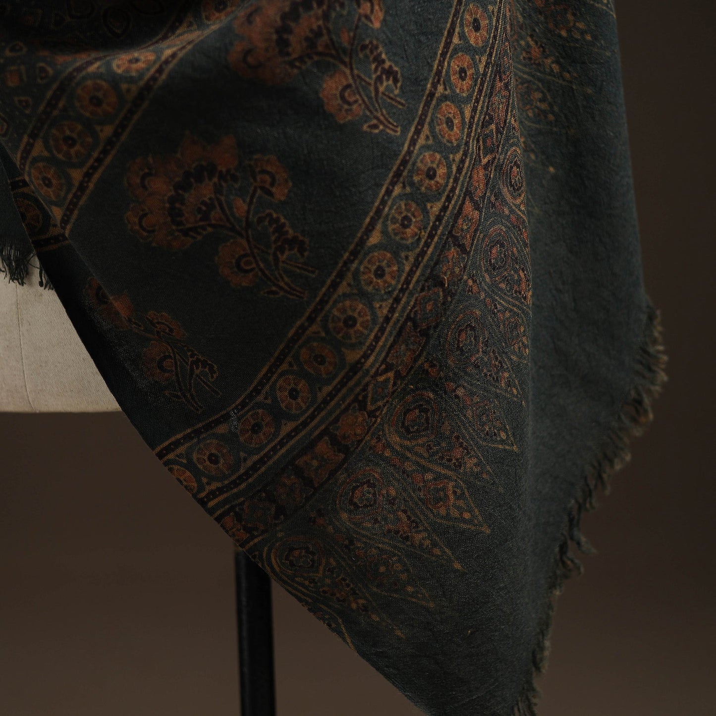 Hand natural dyed handwoven acrylic wool shawl 30