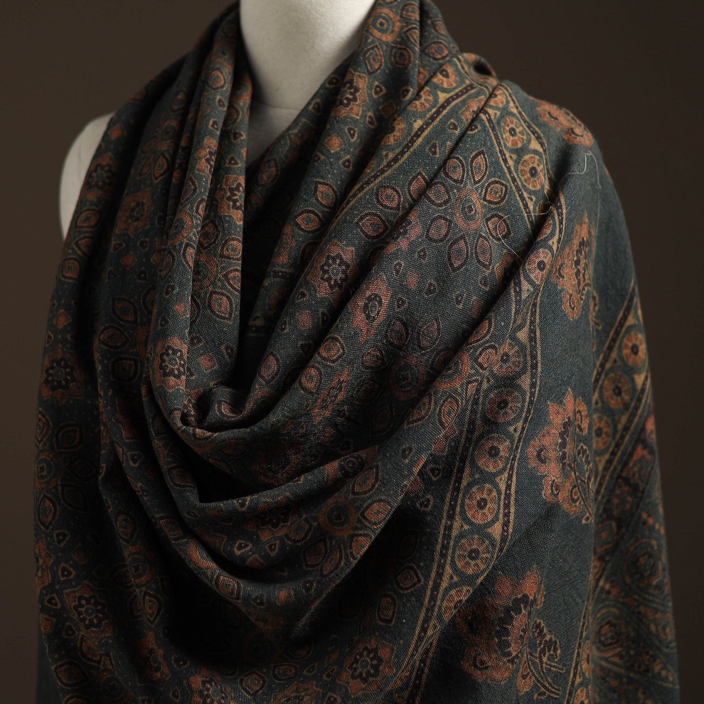 Hand natural dyed handwoven acrylic wool shawl 30