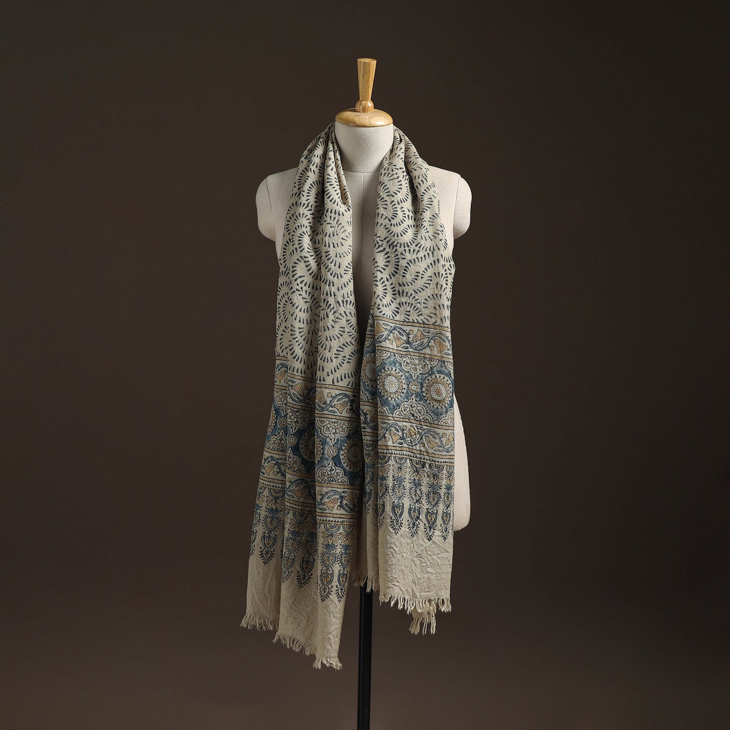 Hand natural dyed handwoven acrylic wool shawl 31