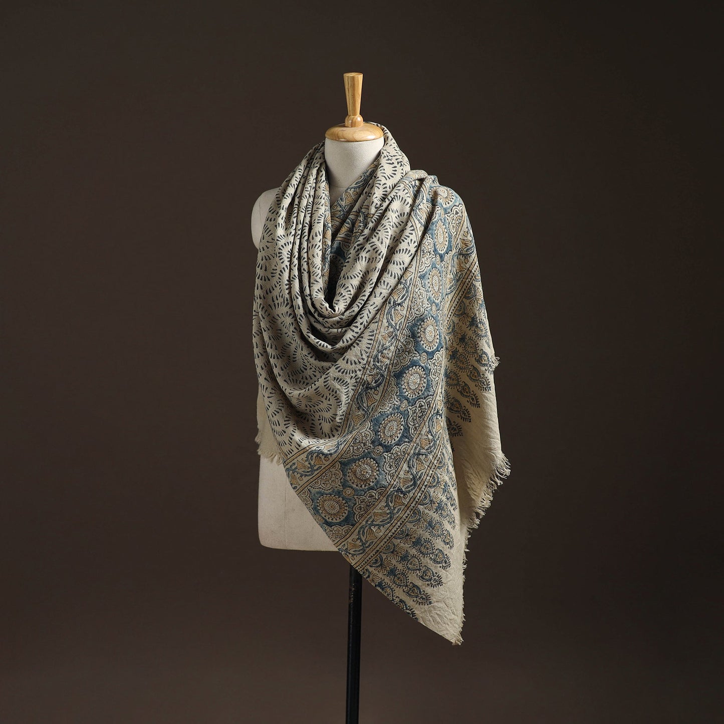 Hand natural dyed handwoven acrylic wool shawl 31
