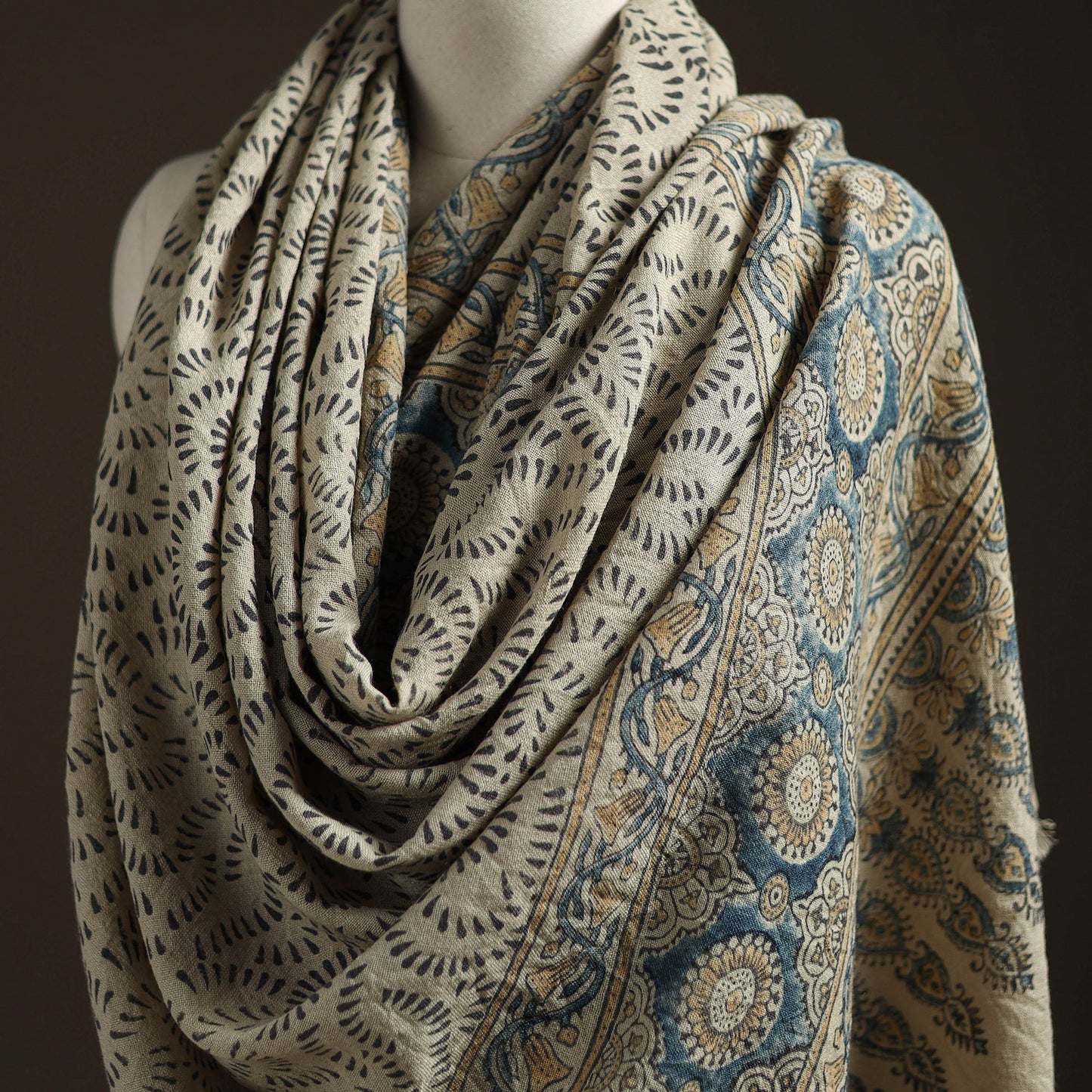 Hand natural dyed handwoven acrylic wool shawl 31