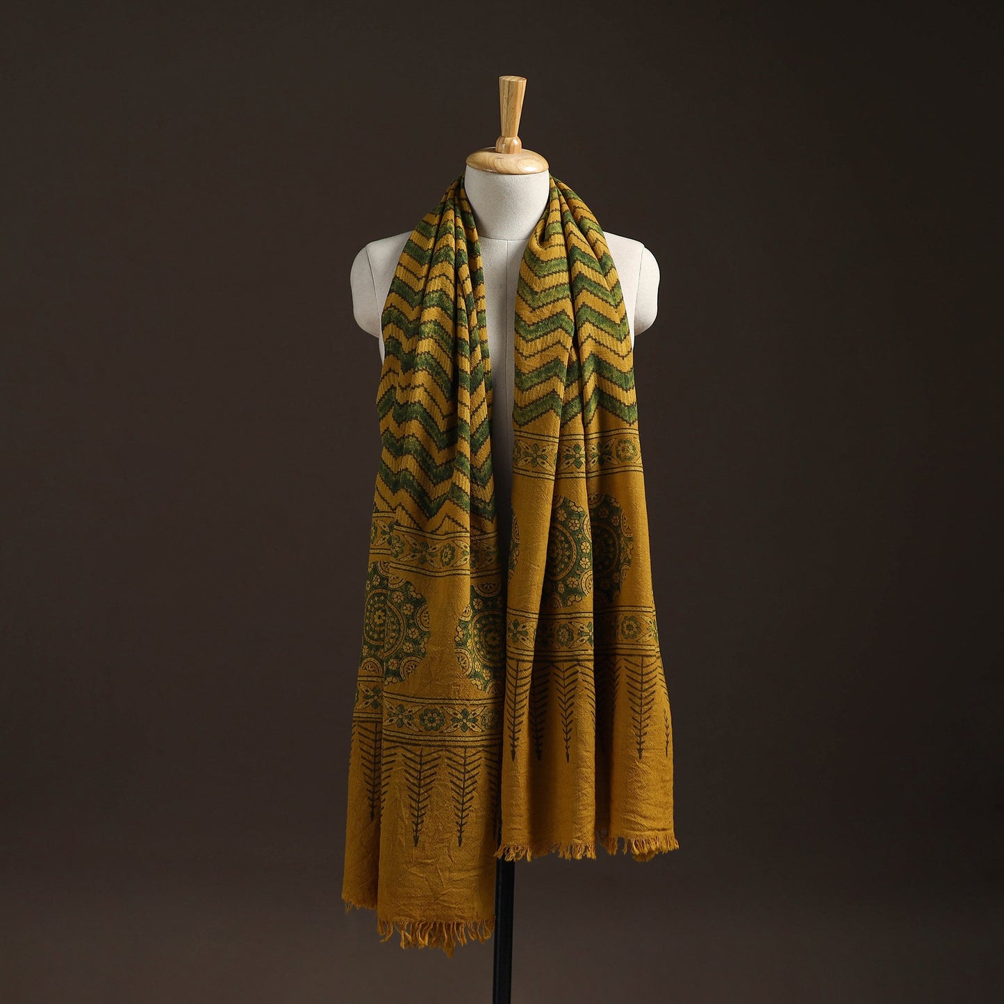 Hand natural dyed handwoven acrylic wool shawl 32