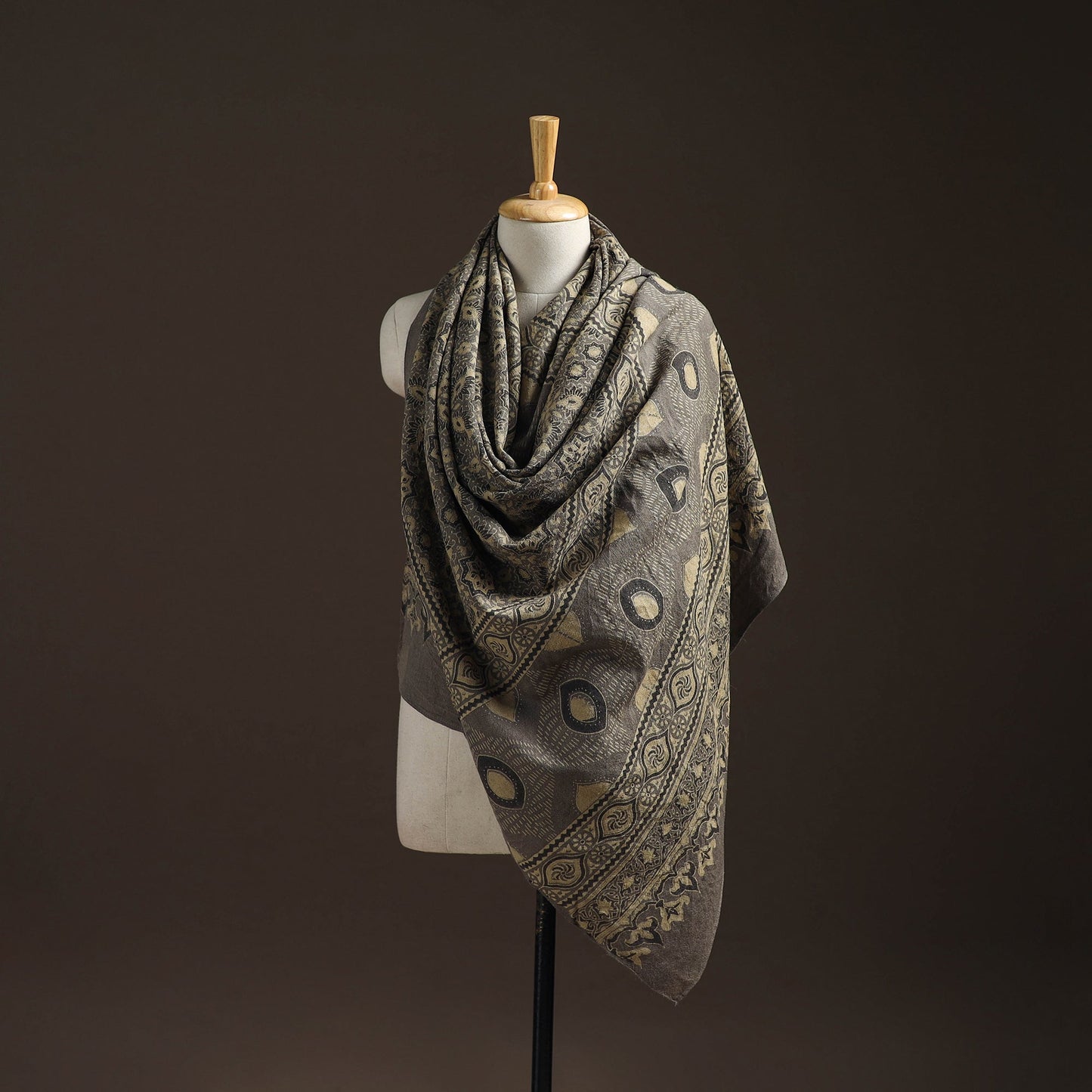 Hand natural dyed handwoven acrylic wool shawl 33