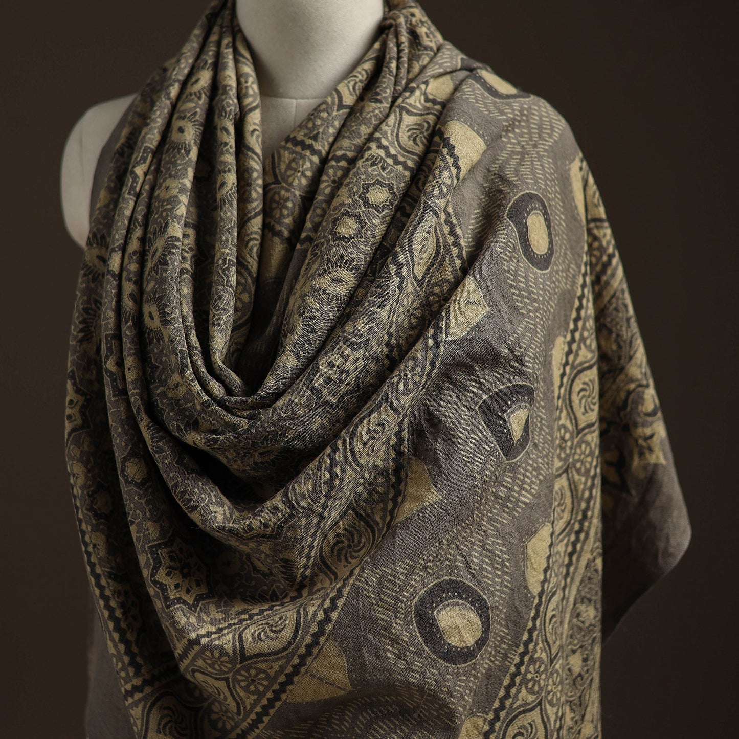 Hand natural dyed handwoven acrylic wool shawl 33