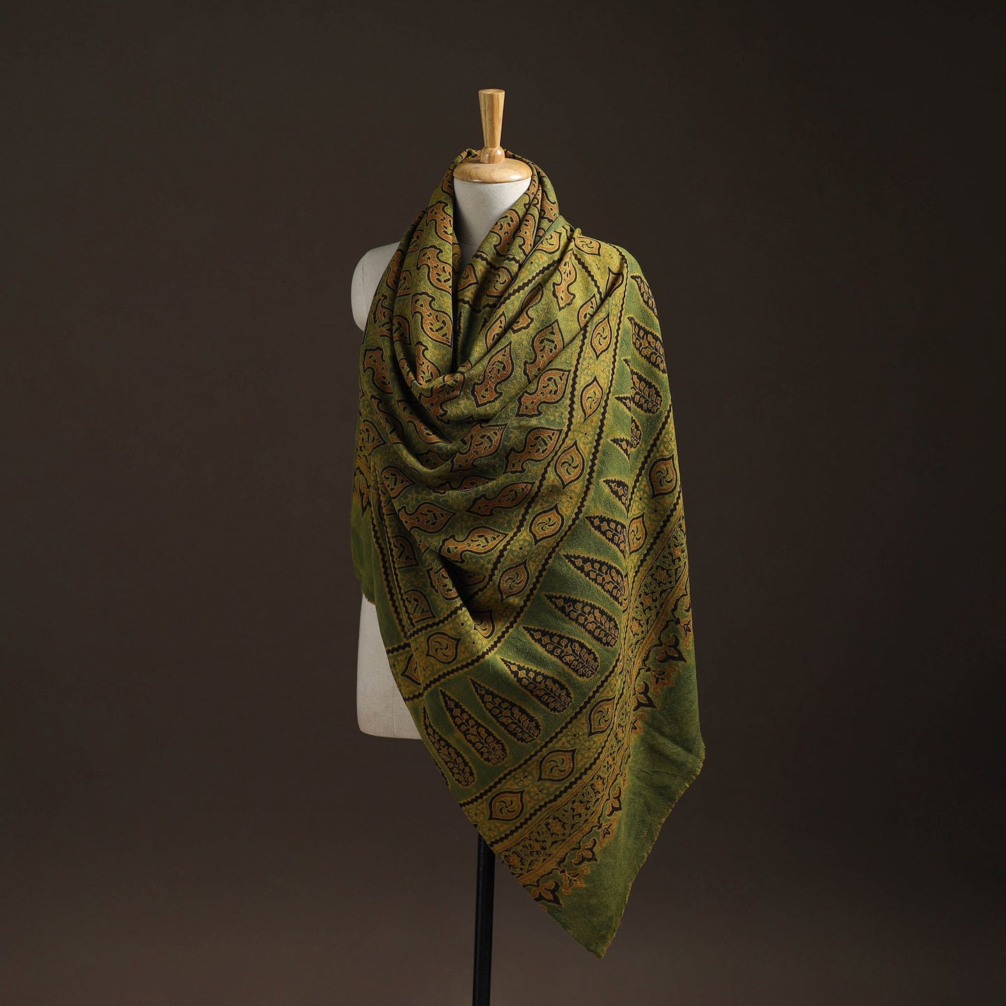 Hand natural dyed handwoven acrylic wool shawl 34