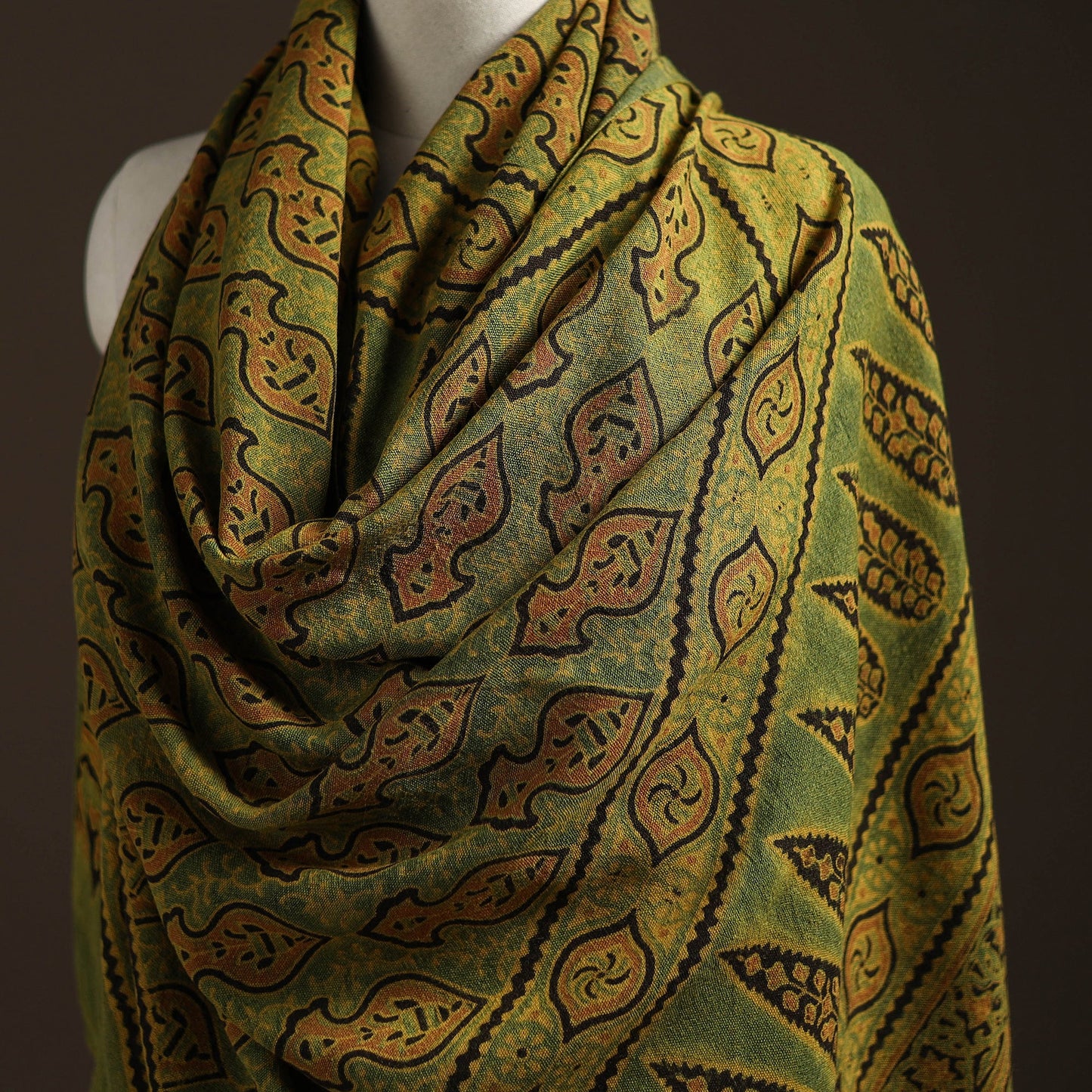 Hand natural dyed handwoven acrylic wool shawl 34