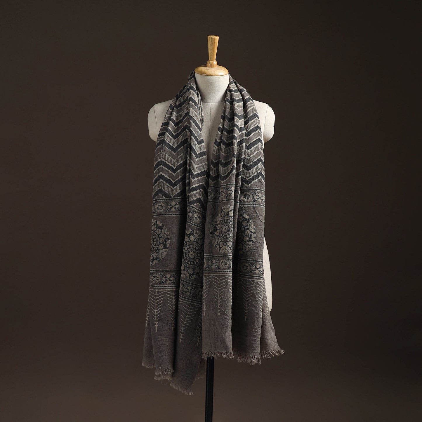 Hand natural dyed handwoven acrylic wool shawl 35