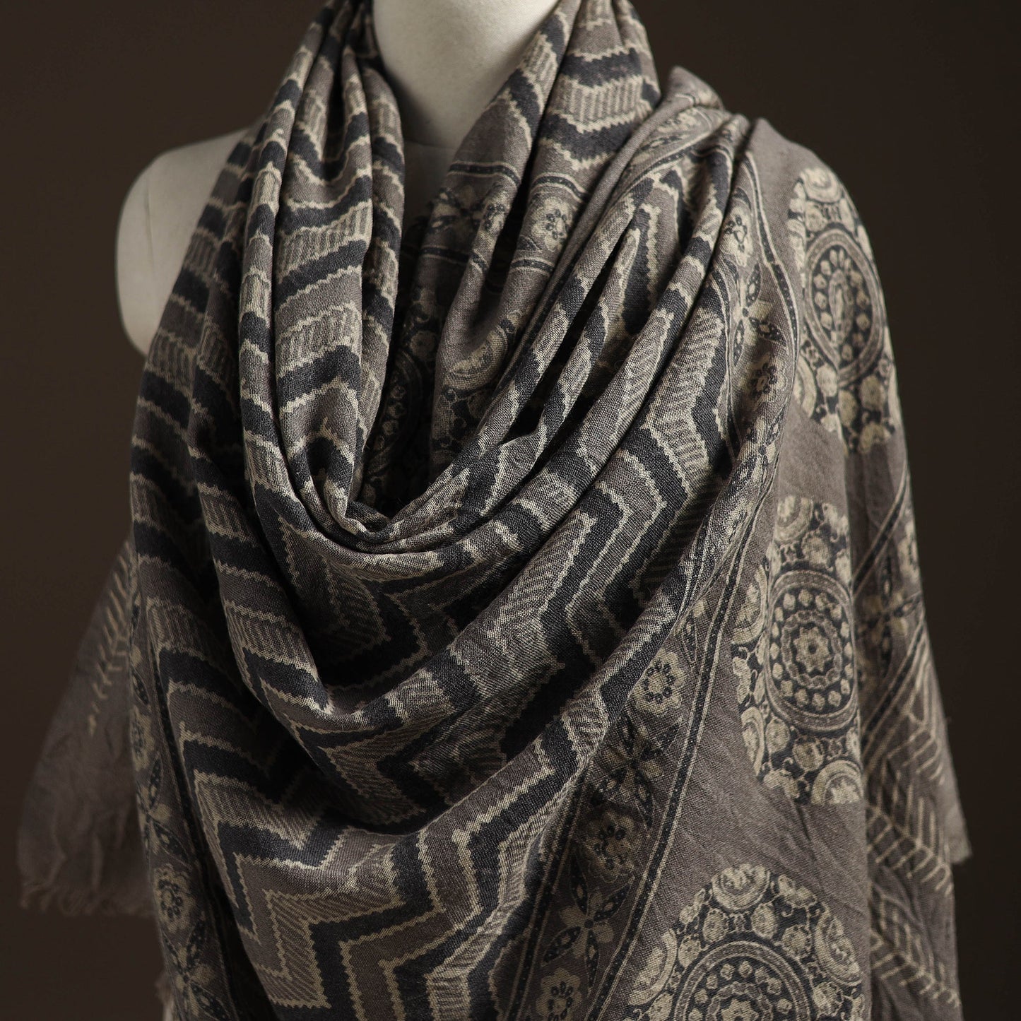 Hand natural dyed handwoven acrylic wool shawl 35