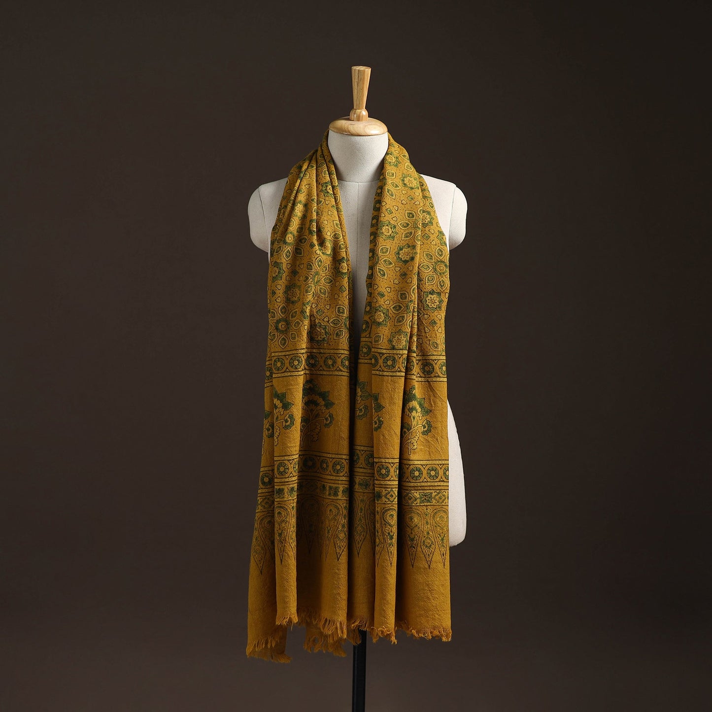 Hand natural dyed handwoven acrylic wool shawl 36