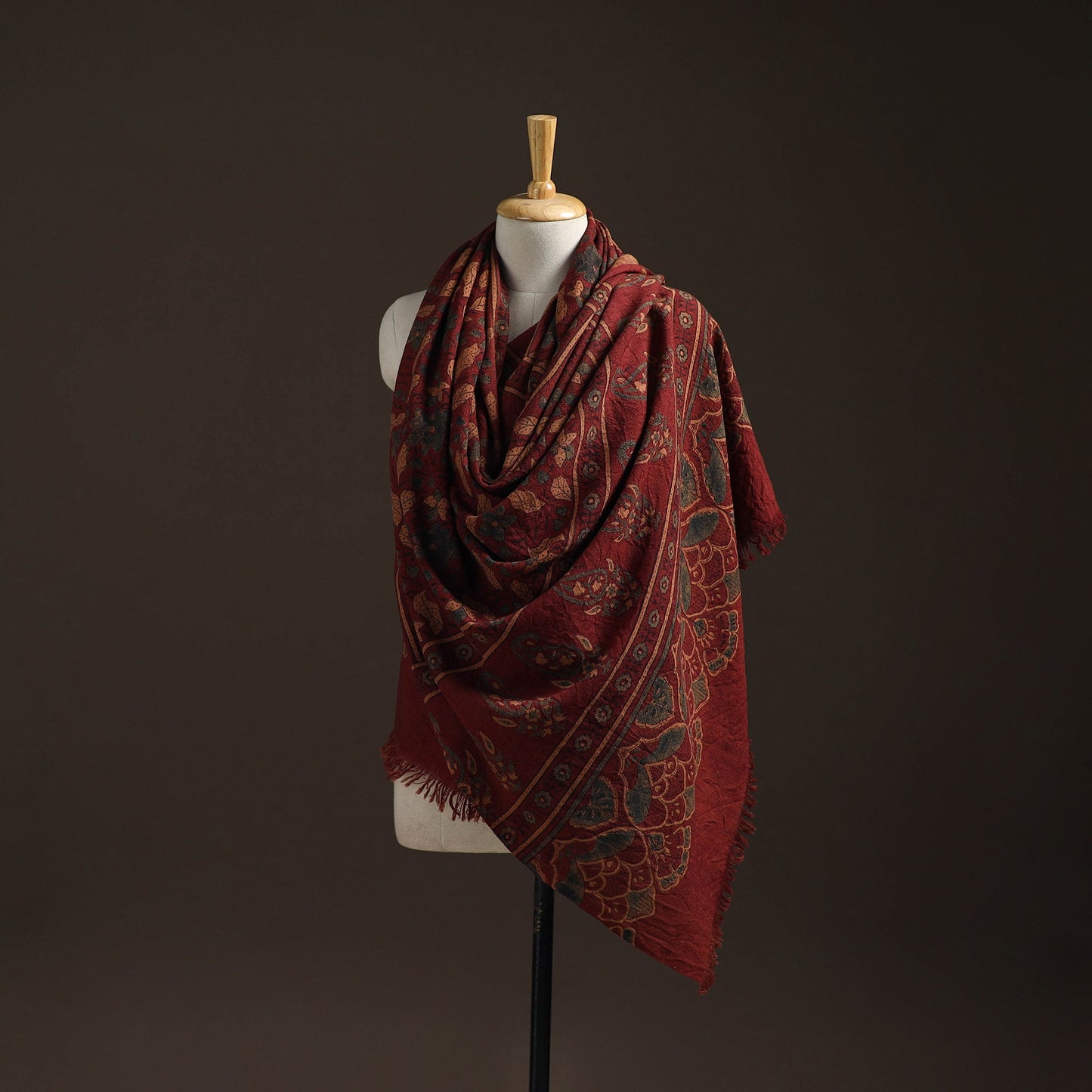 Hand natural dyed handwoven acrylic wool shawl 37