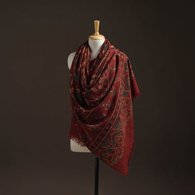 Hand natural dyed handwoven acrylic wool shawl 37