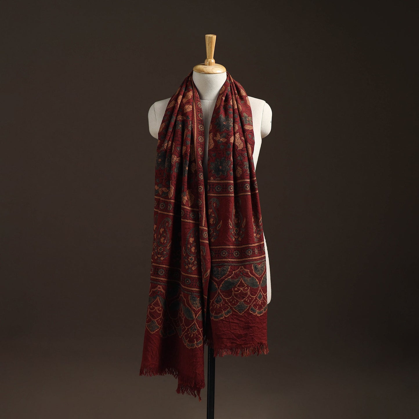 Hand natural dyed handwoven acrylic wool shawl 37