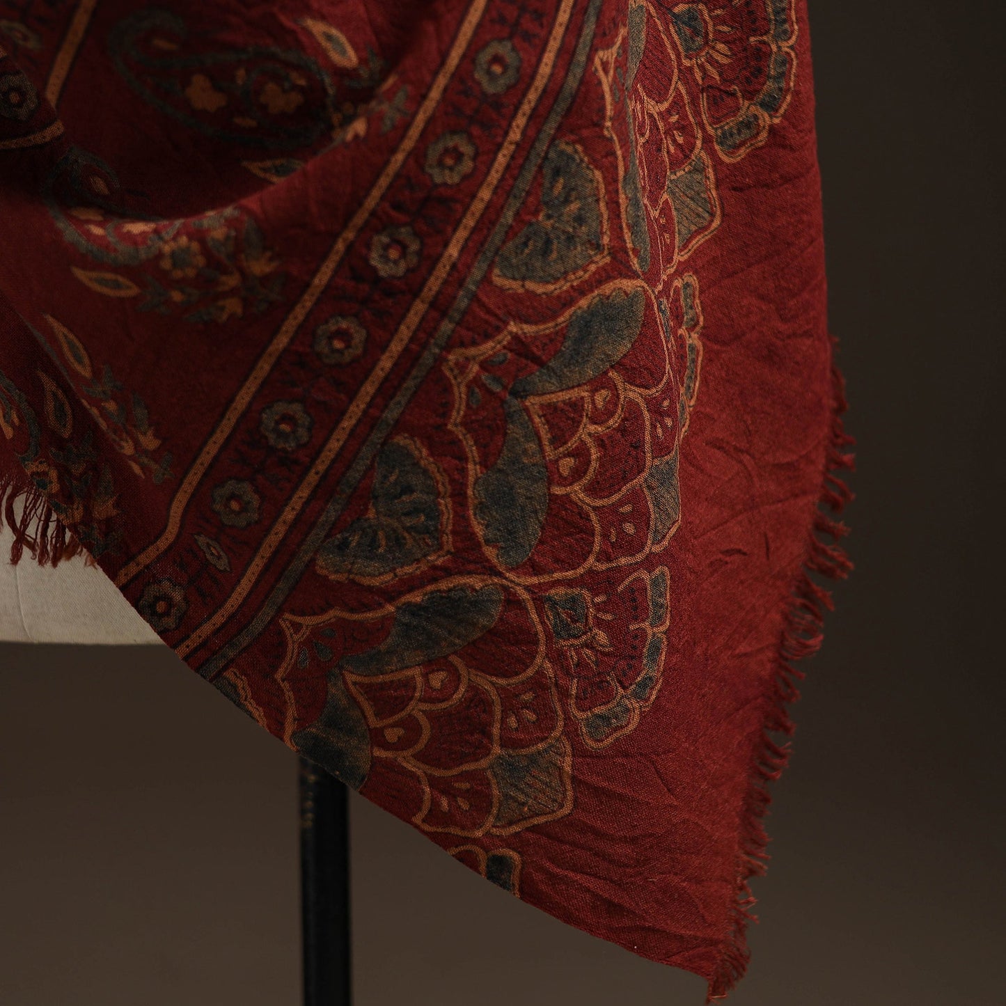 Hand natural dyed handwoven acrylic wool shawl 37