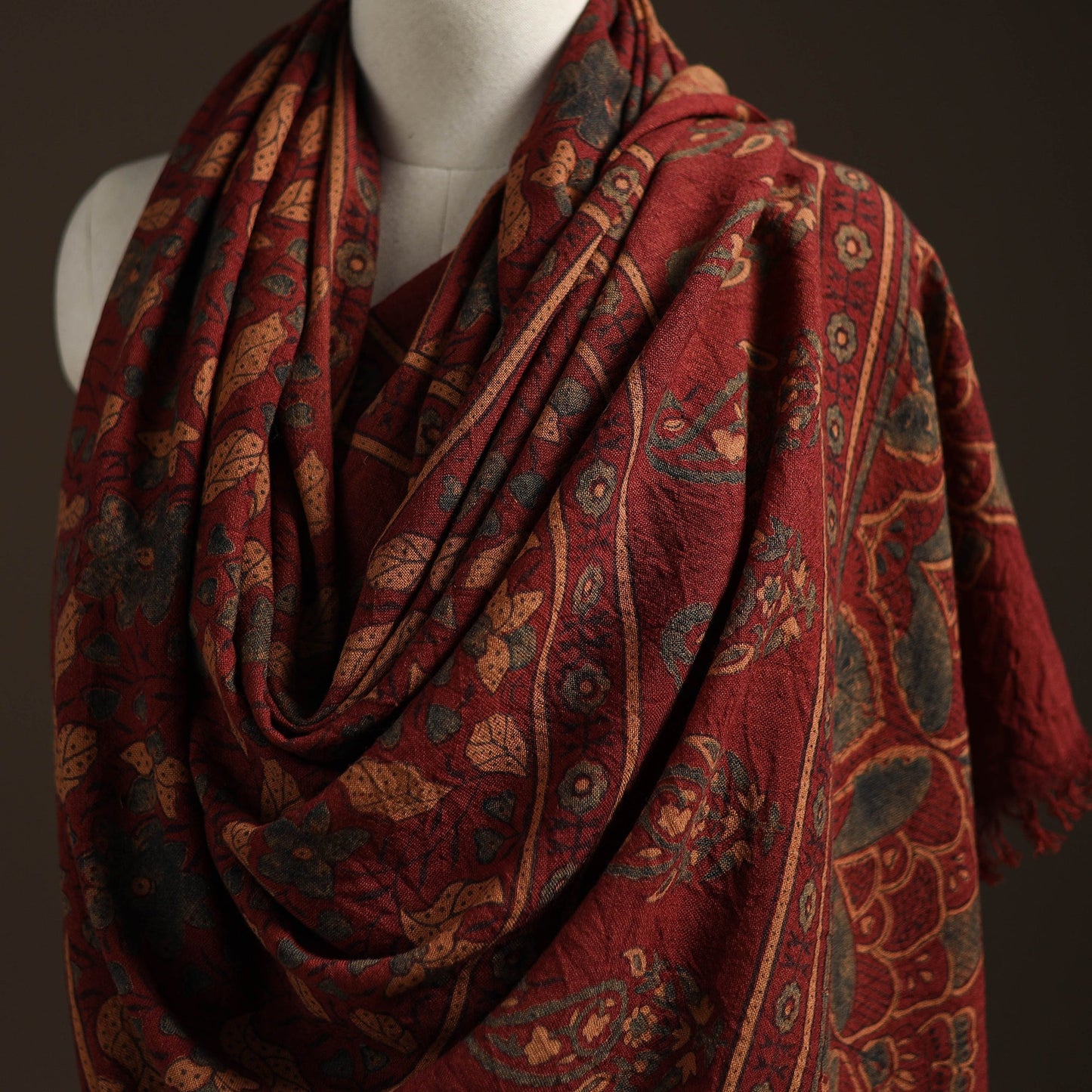 Hand natural dyed handwoven acrylic wool shawl 37