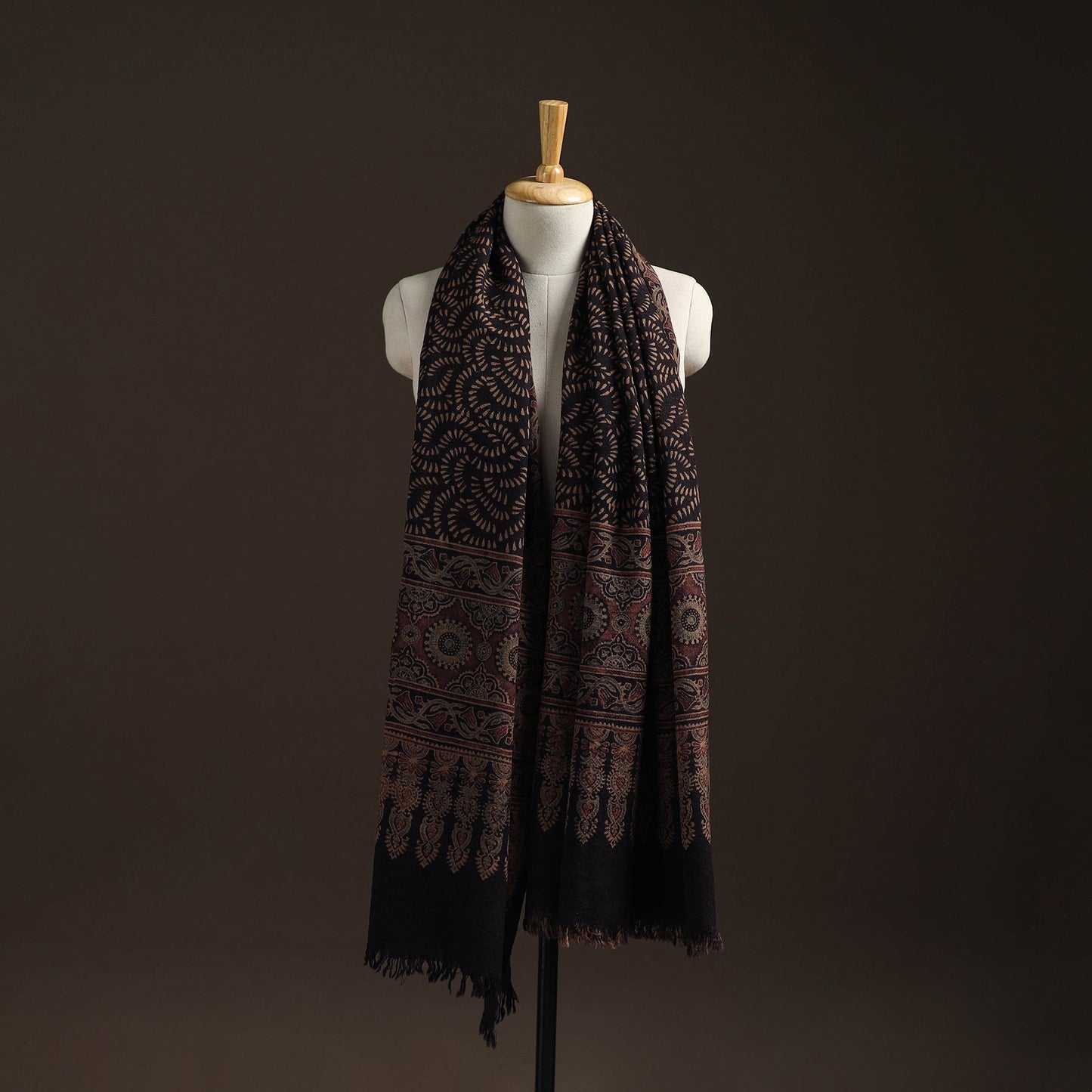 Hand natural dyed handwoven acrylic wool shawl 38