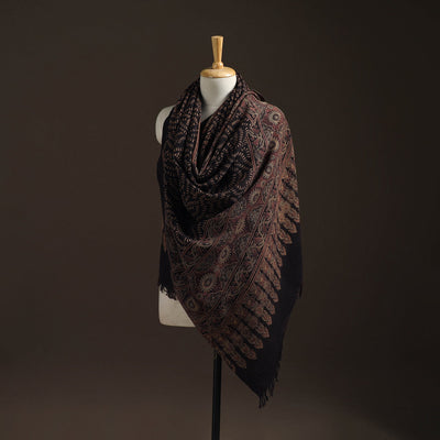 Hand natural dyed handwoven acrylic wool shawl 38