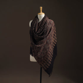 Hand natural dyed handwoven acrylic wool shawl 38