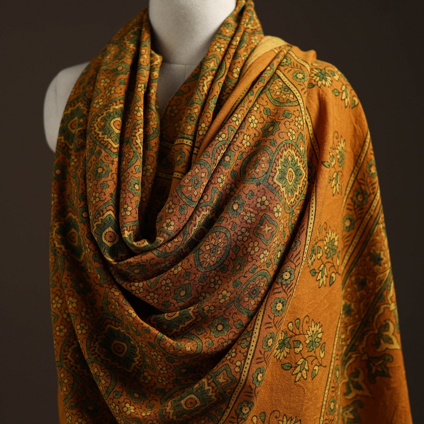 Hand natural dyed handwoven acrylic wool shawl 39