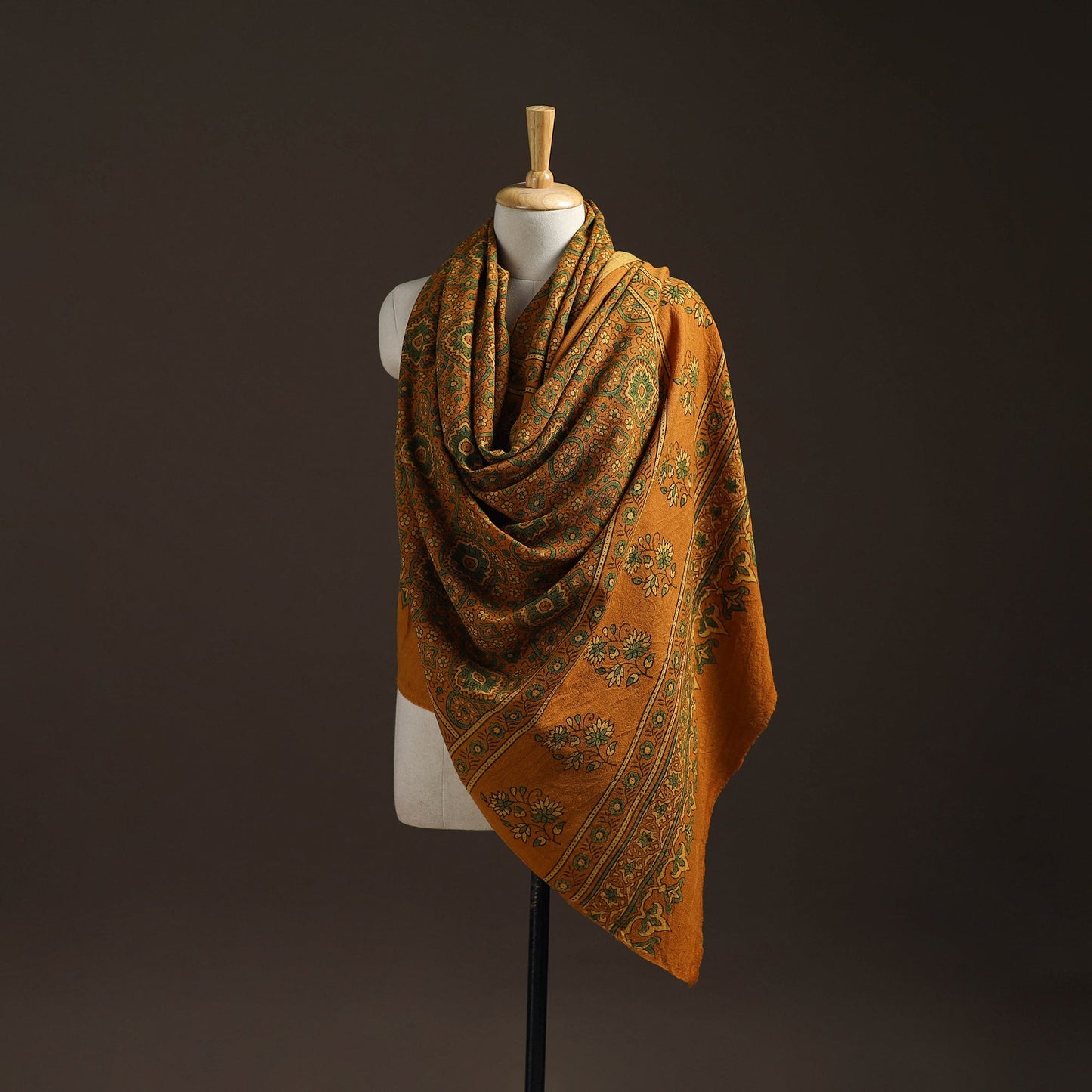 Hand natural dyed handwoven acrylic wool shawl 39