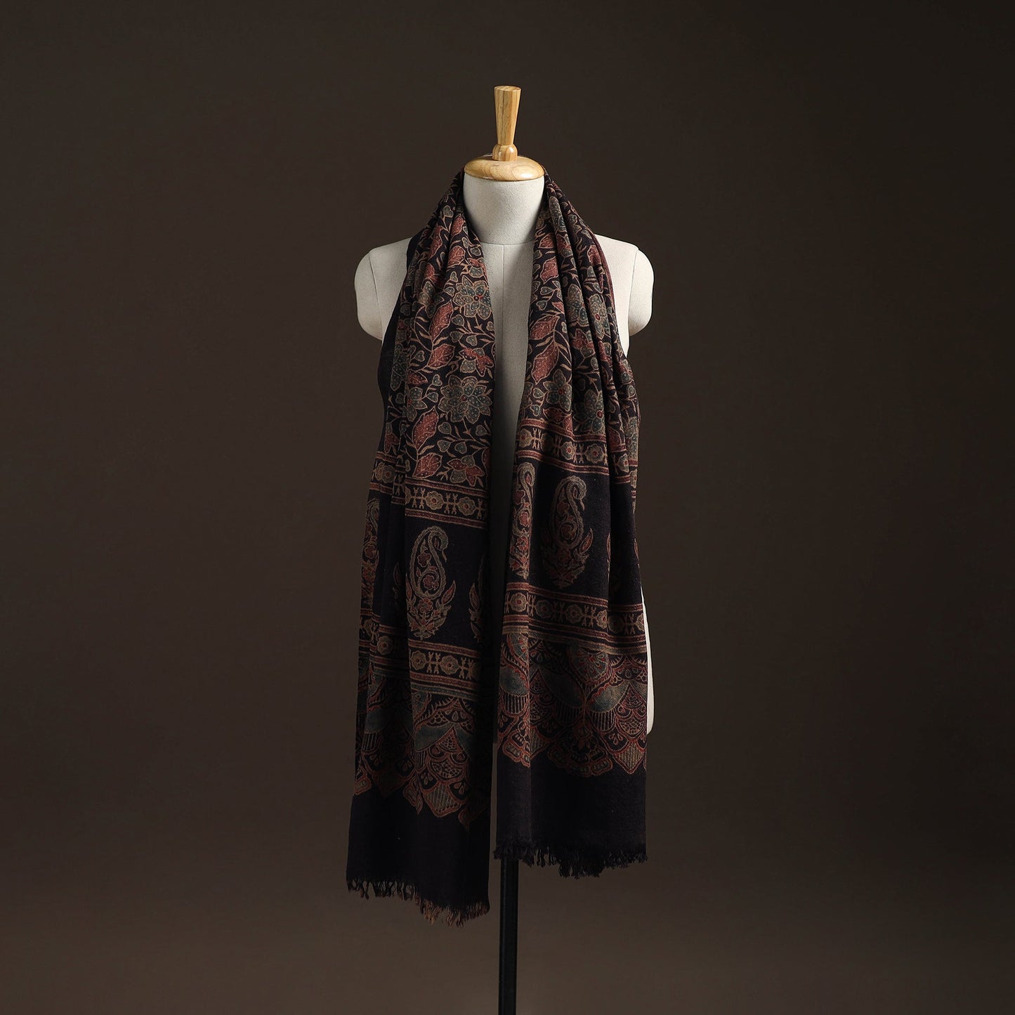 Hand natural dyed handwoven acrylic wool shawl 41