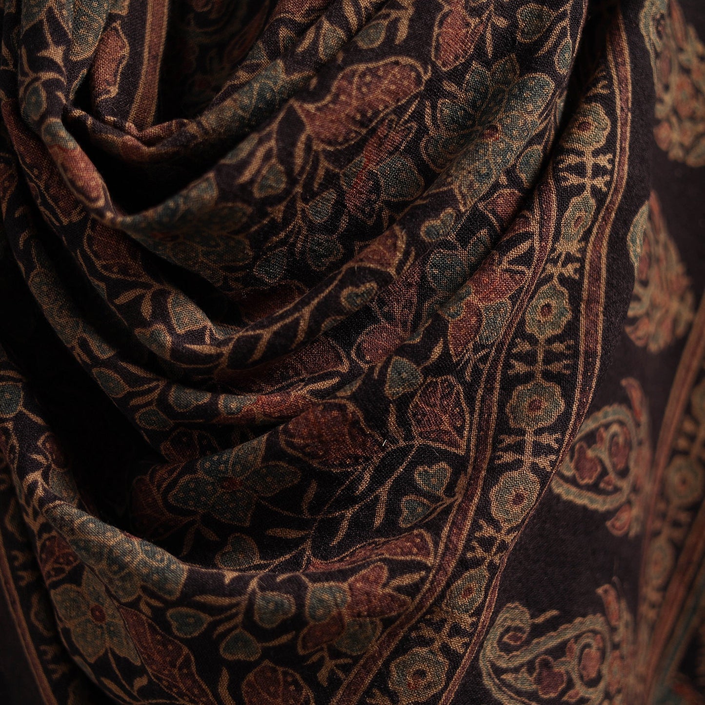 Hand natural dyed handwoven acrylic wool shawl 41