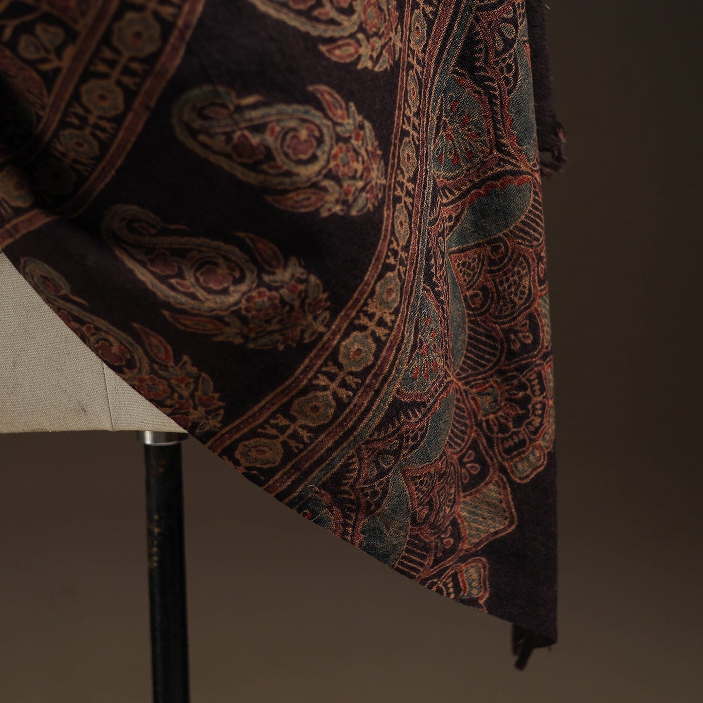 Hand natural dyed handwoven acrylic wool shawl 41