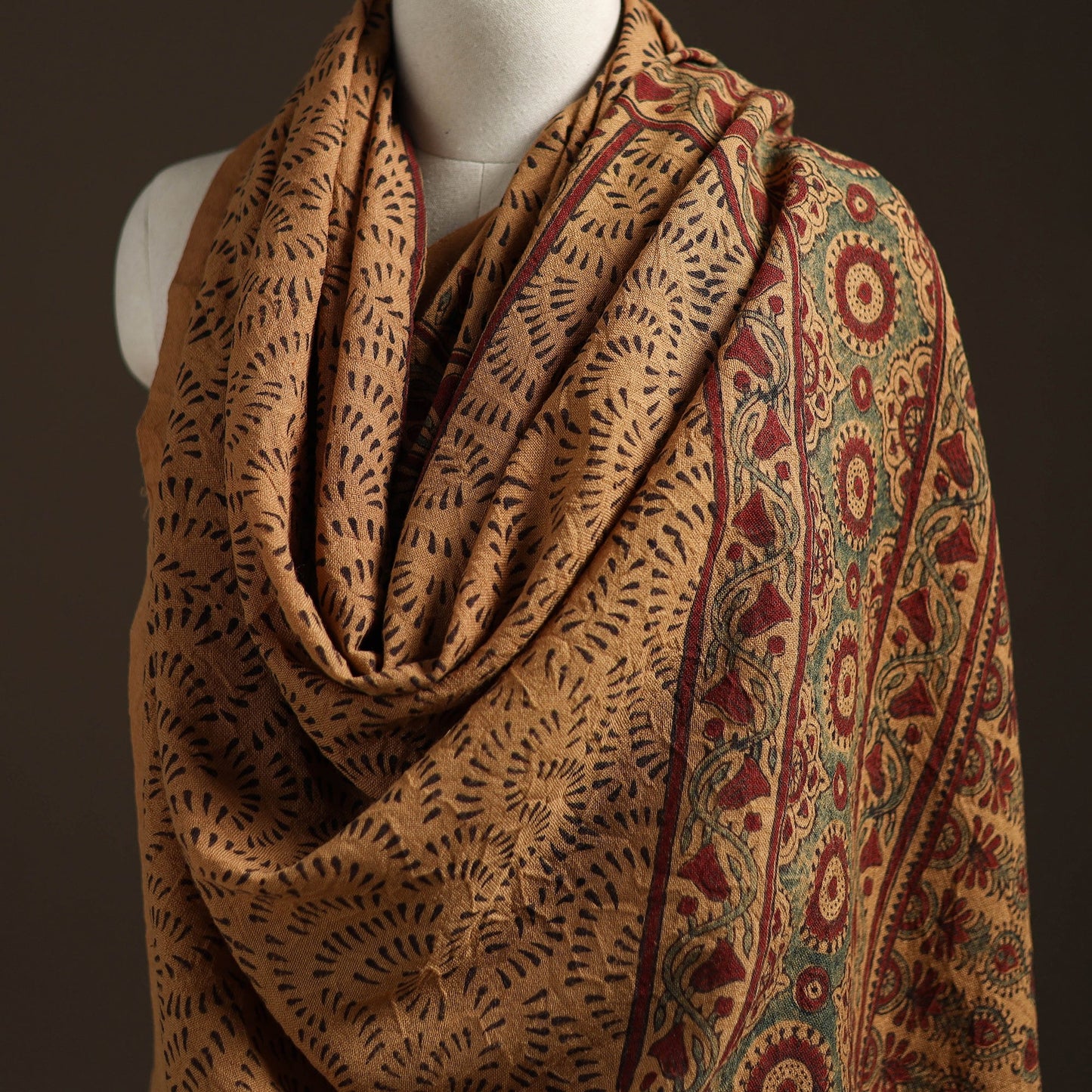 Hand natural dyed handwoven acrylic wool shawl 42