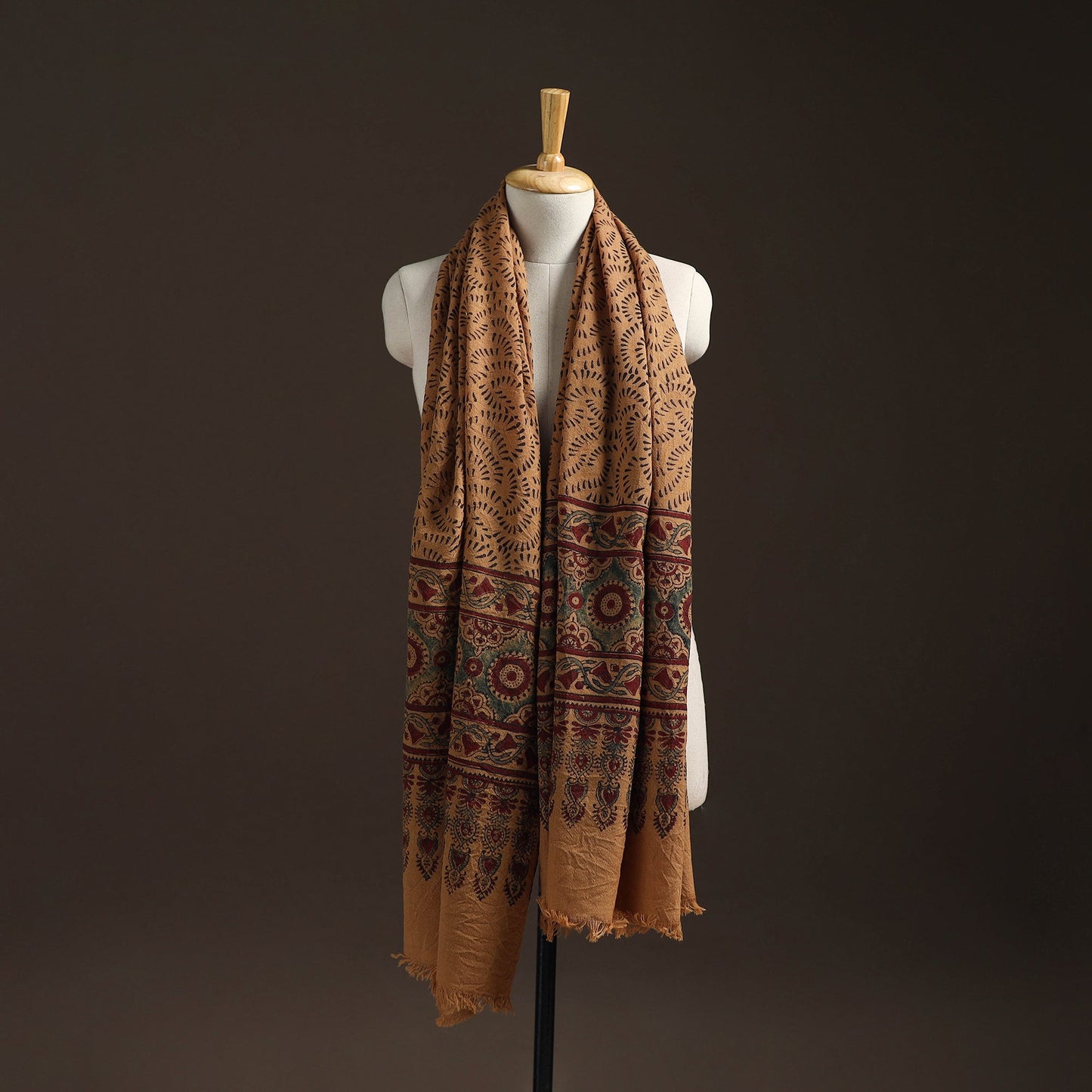 Hand natural dyed handwoven acrylic wool shawl 42