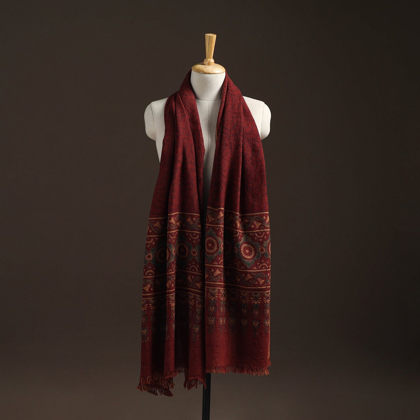 Hand natural dyed handwoven acrylic wool shawl 43