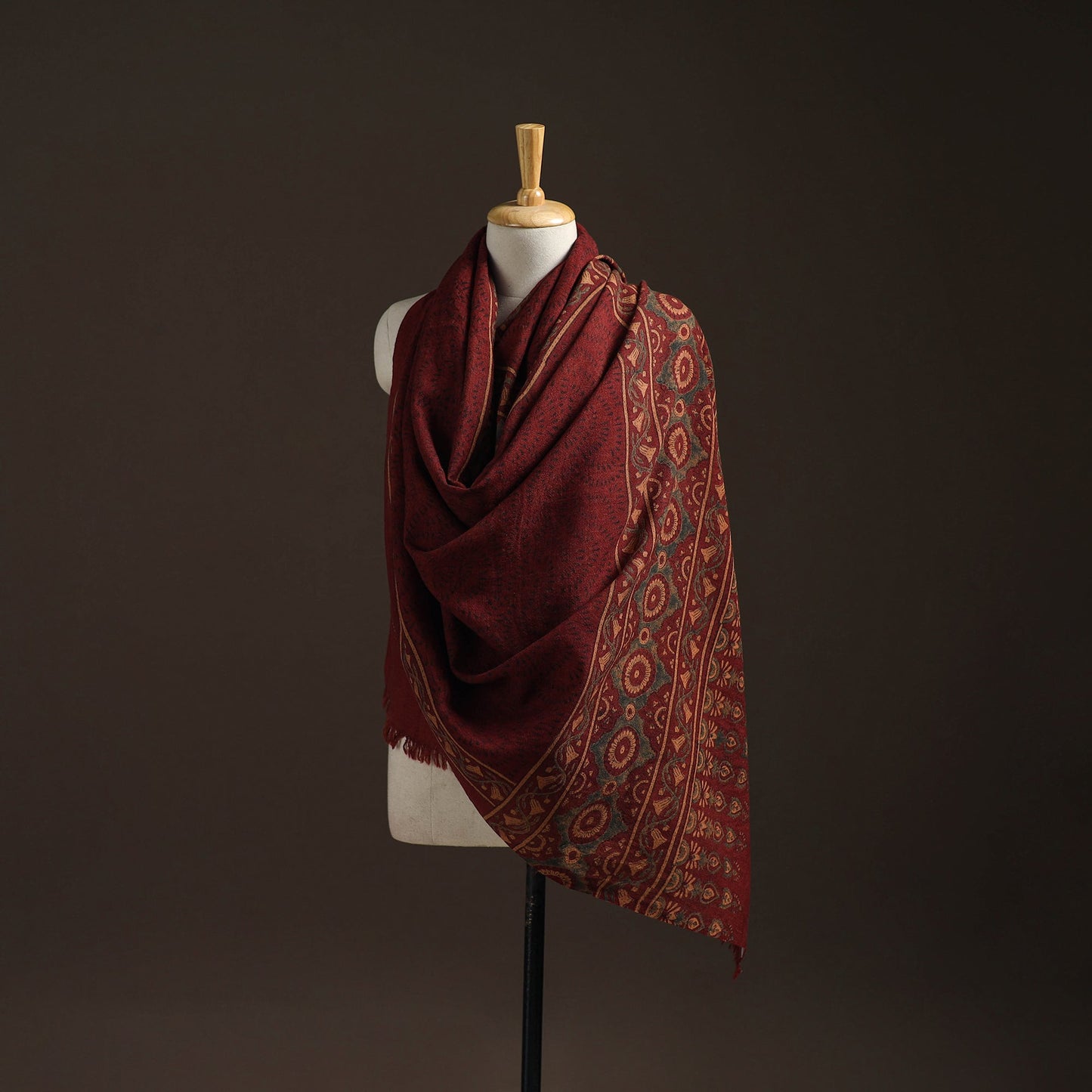 Hand natural dyed handwoven acrylic wool shawl 43