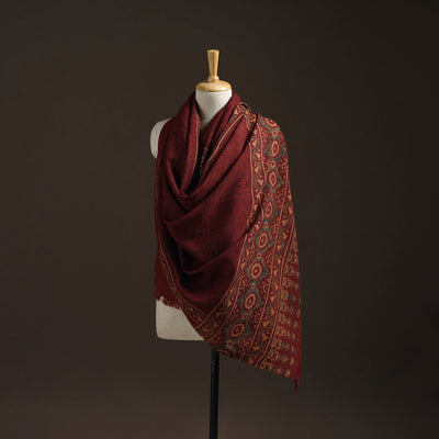 Hand natural dyed handwoven acrylic wool shawl 43