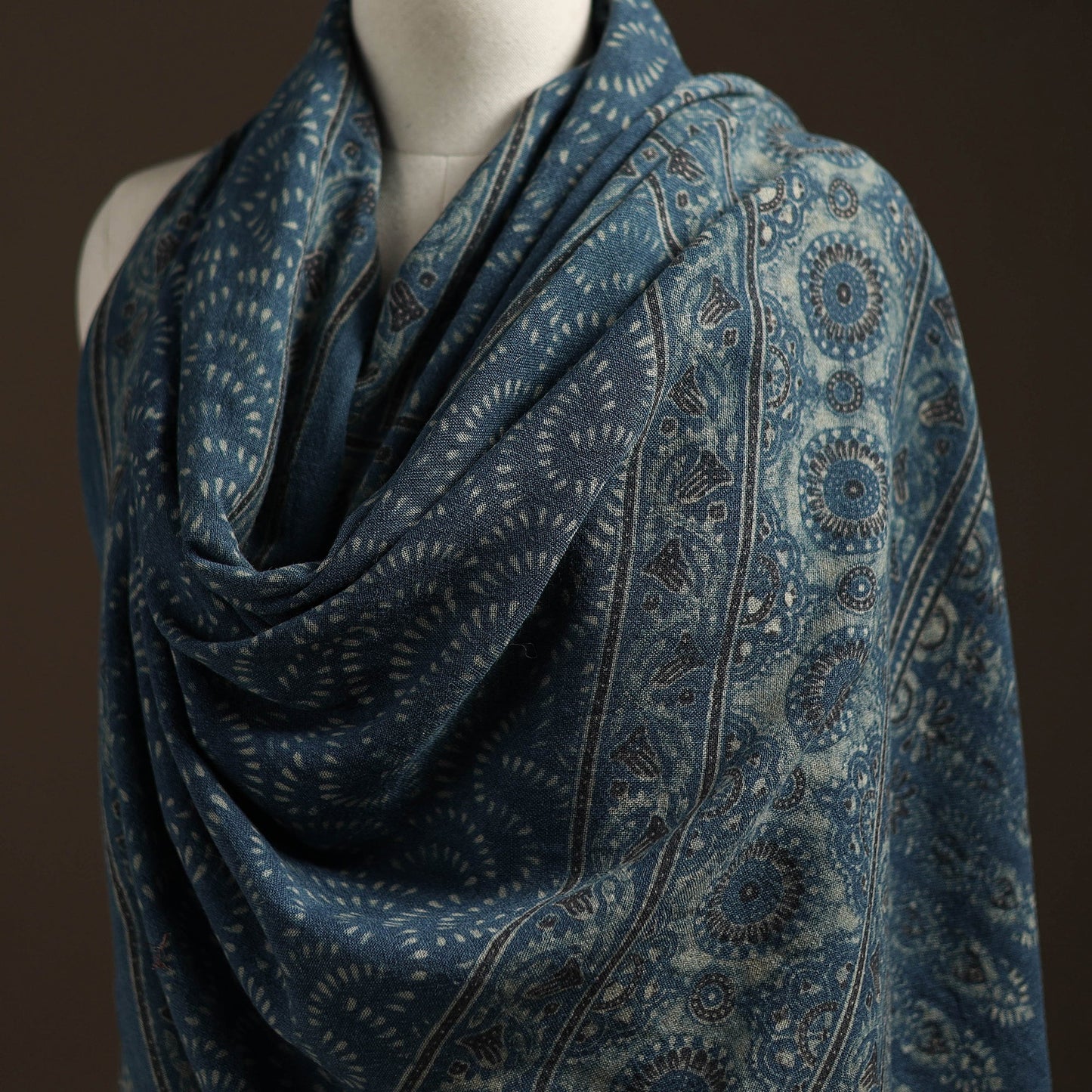 Hand natural dyed handwoven acrylic wool shawl 44