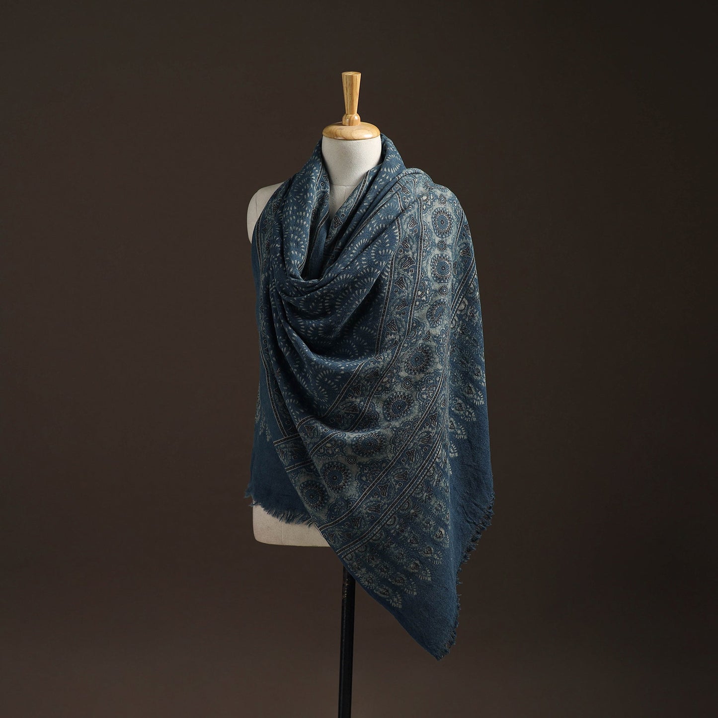 Hand natural dyed handwoven acrylic wool shawl 44