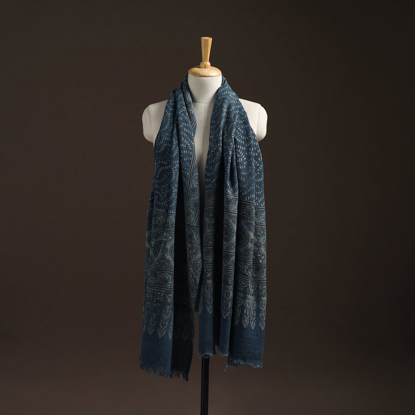 Hand natural dyed handwoven acrylic wool shawl 44