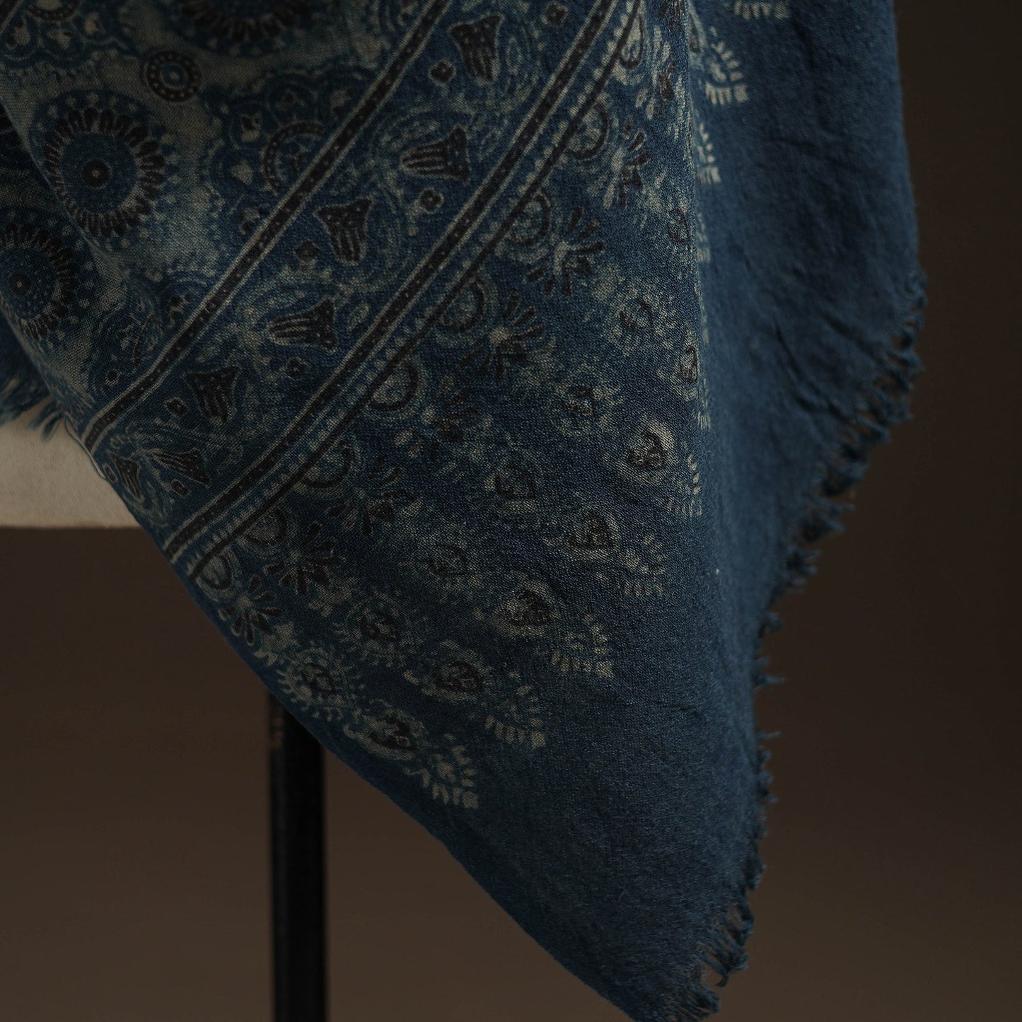 Hand natural dyed handwoven acrylic wool shawl 44