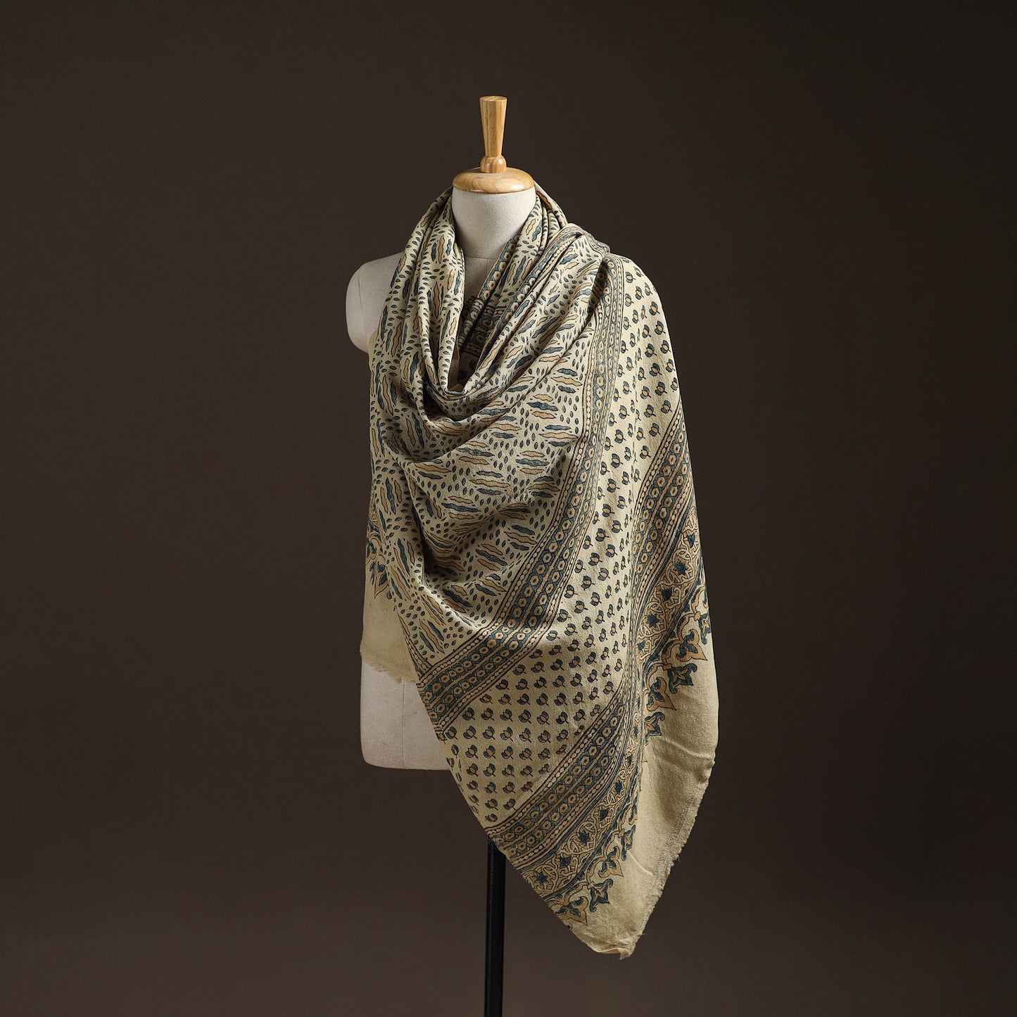 Hand natural dyed handwoven acrylic wool shawl 45