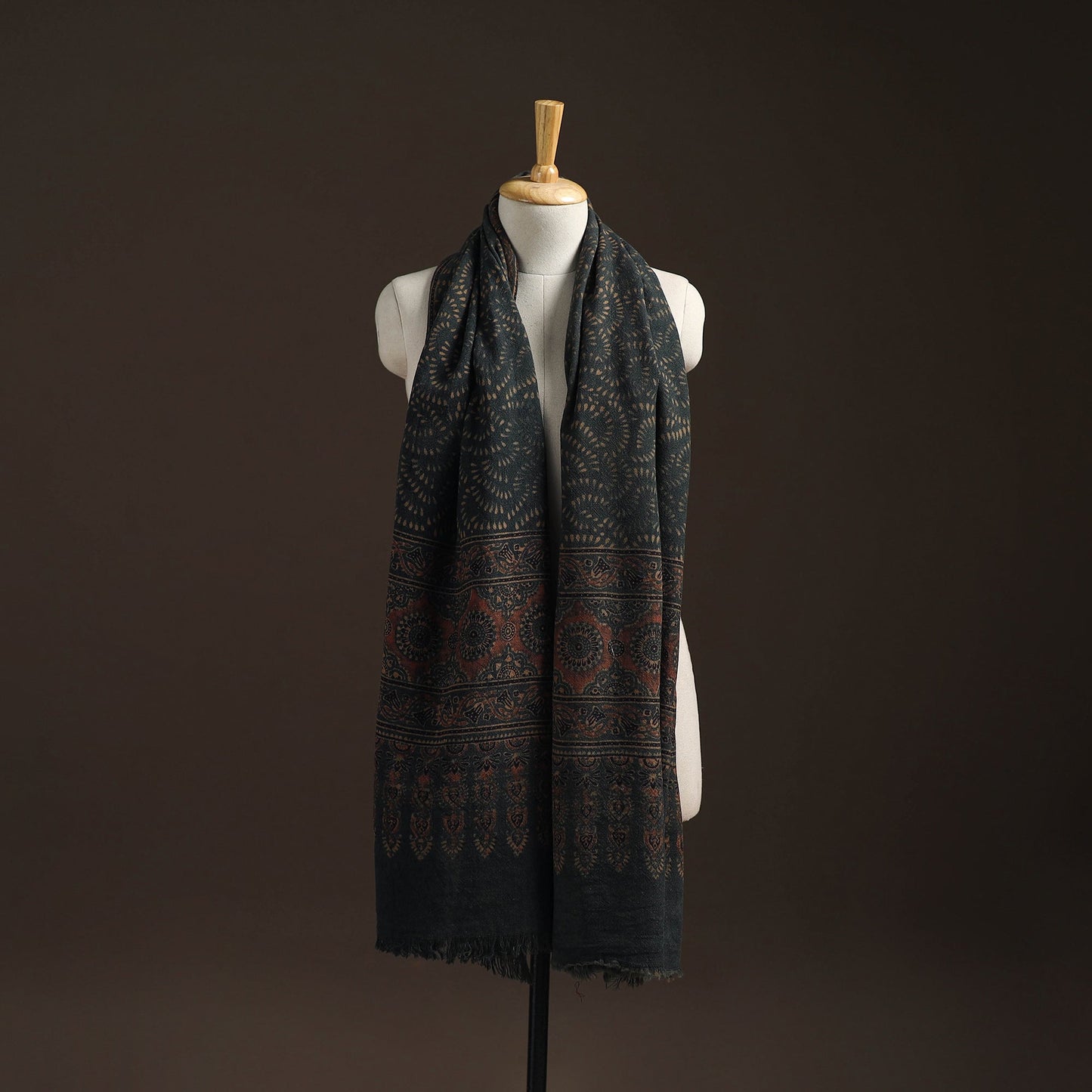 Hand natural dyed handwoven acrylic wool shawl 46