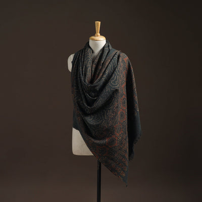 Hand natural dyed handwoven acrylic wool shawl 46