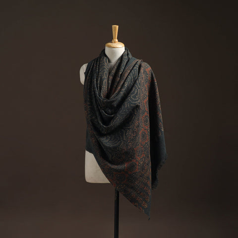 Hand natural dyed handwoven acrylic wool shawl 46