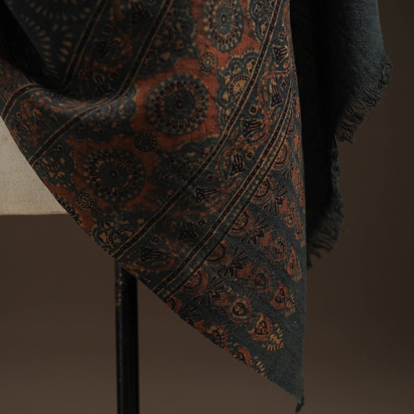 Hand natural dyed handwoven acrylic wool shawl 46