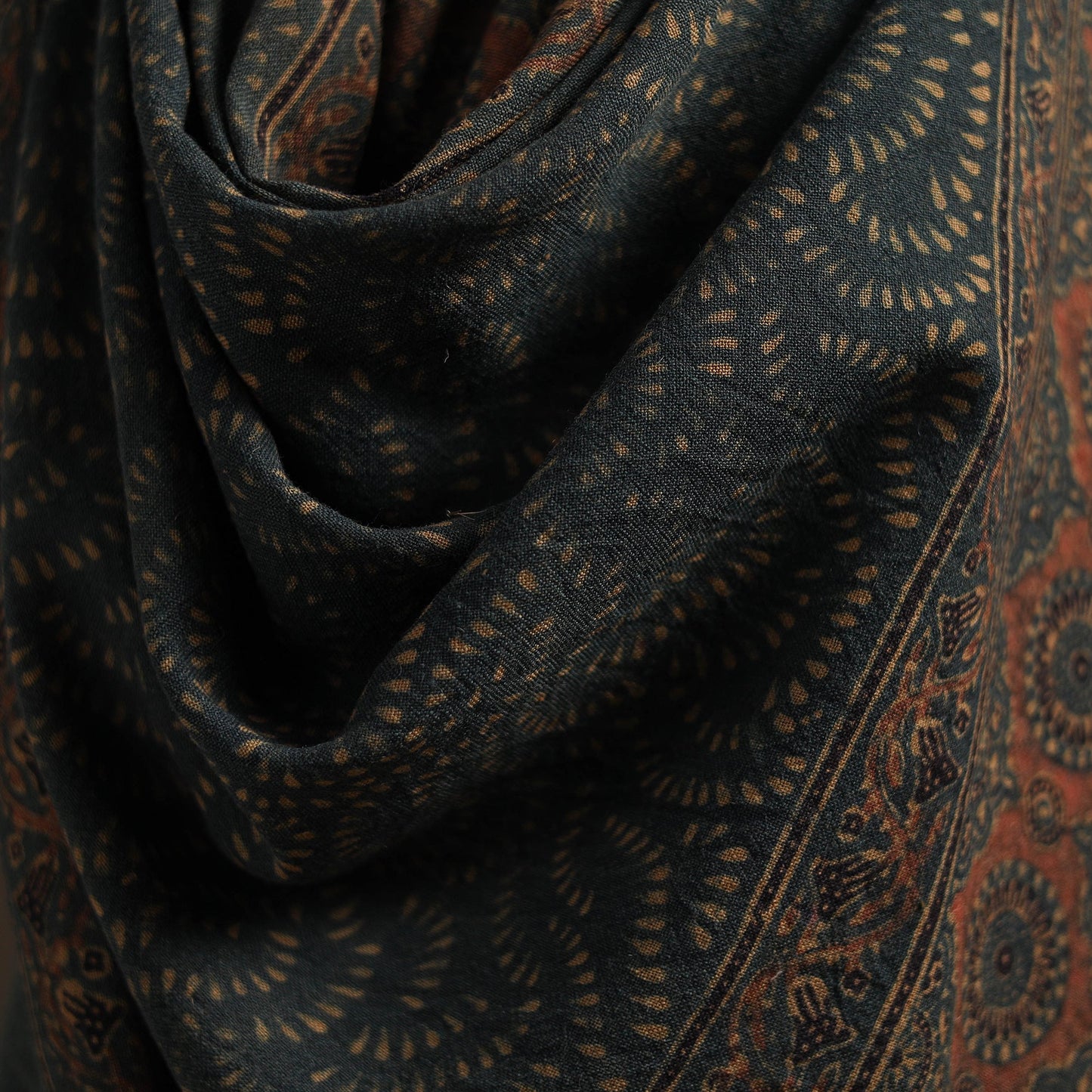 Hand natural dyed handwoven acrylic wool shawl 46